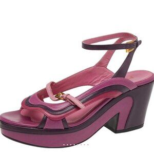 AUTH Prada Fairy Collection flatform peep toe ankle strap sandal orchid 39.5